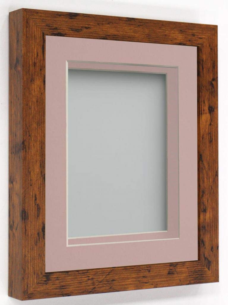 Rickman Box Frame Rustic with Pink Mount, 7x5 for 5x3 inch