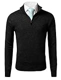 IDARBI Men's Mock Neck Half Zip Up Long Sleeve Pullover Sweater