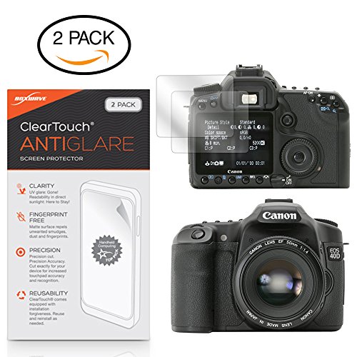 BoxWave Canon EOS 40D Screen Protector, [ClearTouch Anti-Glare (2-Pack)] Anti-Fingerprint Matte Film Skin for Canon EOS 40D, 50D