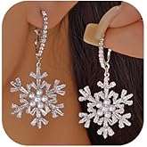 XIAOMOJEW Christmas Snowflake Earrings Sparkly Gold Silver Snowflake Dangle Drop Earrings Xmas Winter Holiday Jewelry