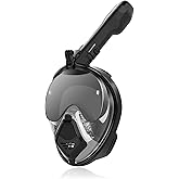 Full Face Snorkel Mask for Adults, 180 Degree Panoramic View Snorkeling Gear with Camera Mount, Gill-Type Respiratory System, Anti-Leak & Anti-Fog, Features an Ergonomic Silicone Base for Men/Women