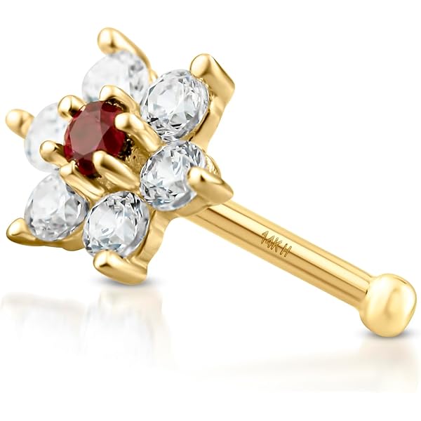 Jewelry Avalanche 22G 14K Gold L-shape Nose Stud With Amethyst Gemstone Yellow Gold 1.5mm