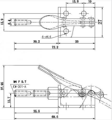 E-TING 4Pcs Toggle Clamps 301AM 99lbs Holding Capacity Stroke Push Pull Action Hand Tool Light Duty Toggle Clamp Tool