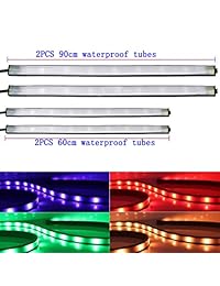 Wiipro   Kit de 4 luces LED para coche RGB para debajo de la carrocería, decoración de neón, barra de iluminación, control Bluetooth para camión, Chevy, Silverado, Toyota, Tundra, Dodge Ram, Ford F150, GMC, Sierra Jeep Wrangler