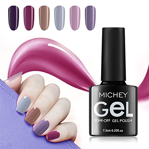 MICHEYGel Gel Nail Polish, Soak-off UV Gel Nail Polish Kit, Pack of 6 colors