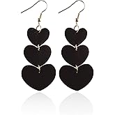 Leather Earrings Dangle for Women, Lightweight Heart Earrings Drop for Teen Girls, Gifts for Women