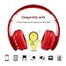 Mokata Headphones Kids Bluetooth 5.4 Wireless Play Time 68H Safe Volume Limit 85/94dB Over-Ear Foldable Headset,Fast Charging,with Aux Cord Built-in Mic for Toddler Child Pad Study Tablet Red