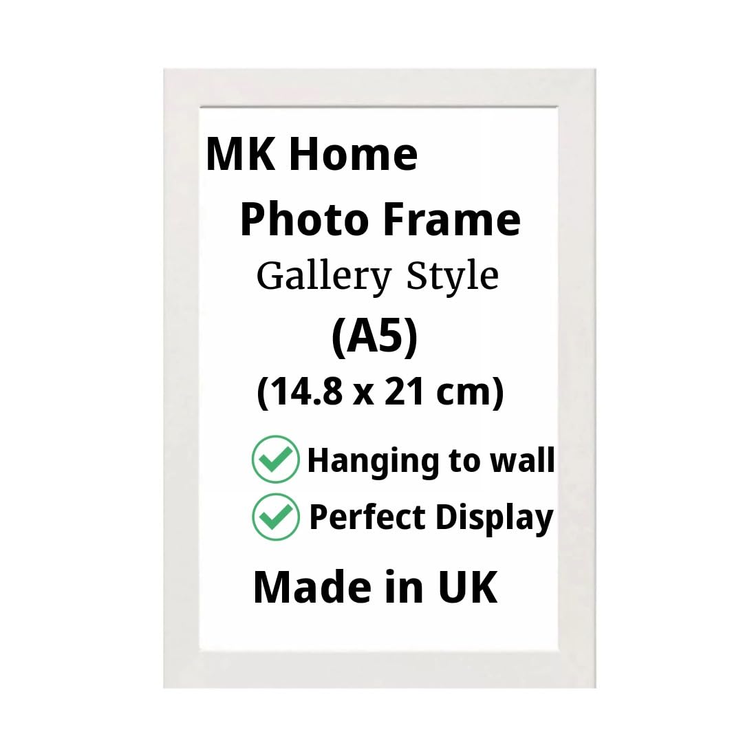 MK Home Textile Modern Style MDF Picture Frame A3, A4, A5 Size Poster Home Decoration Photo Frames Freestanding & Wall Mountable Table Top Certificate Document Frames ((15x21 cm) A5, White) — image 1