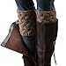FAYBOX Short Women Crochet Boot Cuffs Winter Cable Knit Leg Warmers Brown