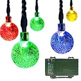 Lalapao Globe Battery Operated Timer String Lights 30 LED Bubble Crystal Ball Fairy Christmas Decor For Outdoor Indoor Garden Patio Decorations (Multi Color)
