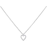 Jewels By Lux Sterling Silver Or Yellow-Tone Womens Cubic-Zirconia Heart Charm Necklace Size 16 + 2 Inches