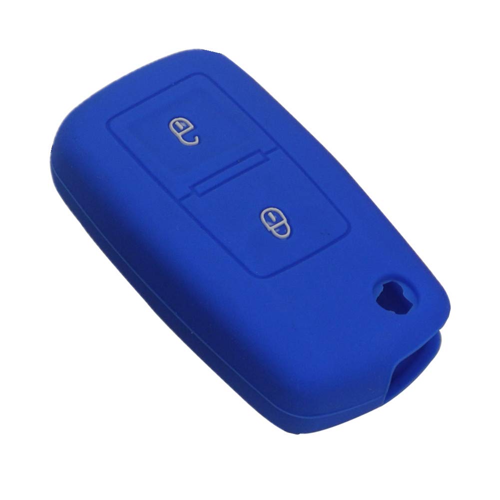 Happyit Silicone Car Key Cover Case for VW Volkswagen Amarok Polo Golf 4 5 6 MK4 Bora Jetta 2 Buttons (Blue)