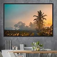 Framed Canvas Wall Art Palm Tree Colorful Cool Group Multicolor Photography Places Realism - 16x24 inches