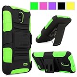 Cellularvilla Case For LG Lucid 3 VS876 Green Black Prime Series Hard Soft Dual Layer Holster Case KickStand with Locking Belt Swivel Clip Cover Protector