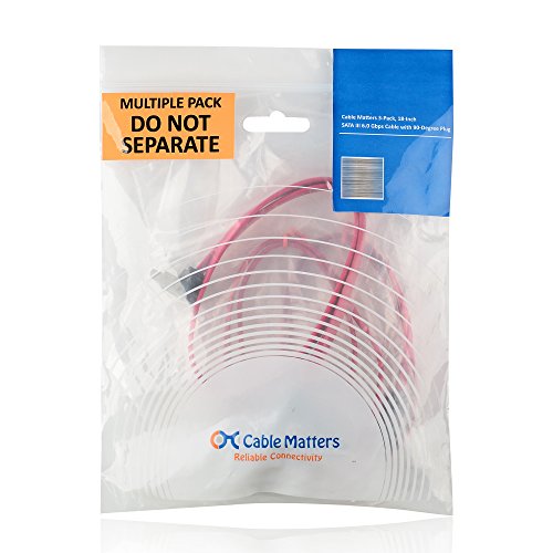Cable Matters (3 Pack) 90 Degree Right-Angle 6.0 Gbps SATA III Cable - 18 Inches