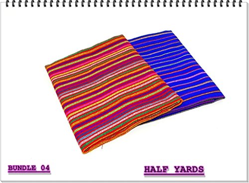 Mexican Fabric Bundle, Mexican Fabric By the Half Yard, Aztec Fabric Royal Blue and Red, Mexican Woven Fabric, Tribal Fabric half yard