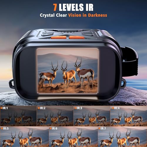 LBOYLOVE® Night Vision Goggles, 1080P HD Infrared Night Vision Binoculars for Day and Night with 2MP Photo, 10X Digital Zoom, 2.8'' HD Screen & 64GB TF Card, Suitable for Hunting, Camping & Security