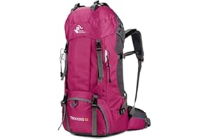 Bseash 60L Waterproof Hiking Camping Backpack with Rain Cover, Large Outdoor Sport Travel Daypack Rucksack for Climbing