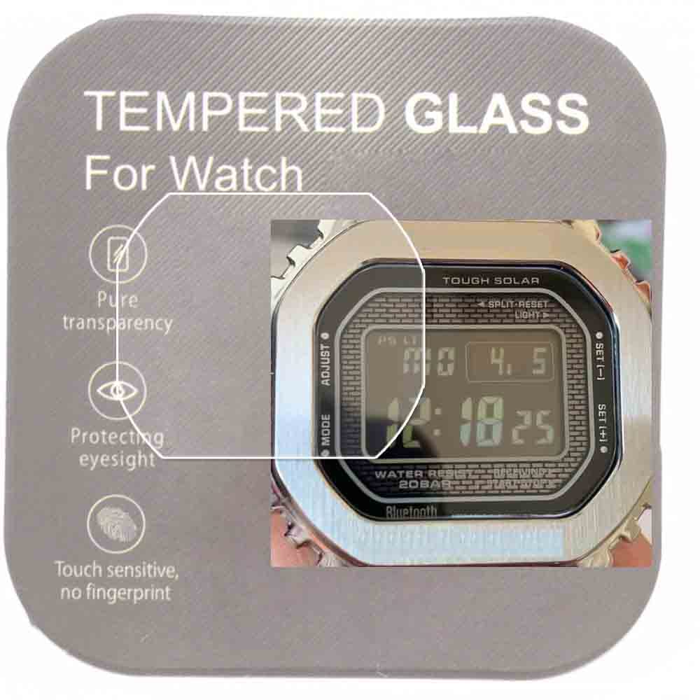 VRWOX 2-Pcs Glass Screen Protector For GMW-B5000 Watch, 2.5D Rounded Edges, 9H Premium Real Tempered Glass, Anti Scratch, Anti-Fingerprint, Bubble-Free
