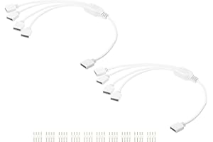 MECCANIXITY 2 Pcs RGB Splitter Cable, 12V 12" 4 Pin 1 to 4 Female to Female RGB Adapter Cable with 4 Pin Male Connectors for 