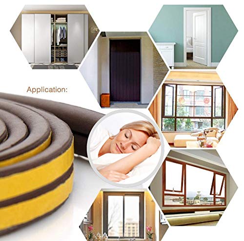 Foam Seal Strip, Door and Window Draft Stopper Door Noise Stopper & Soundproofing Door Weather Stripping Self-Adhesive Insulation(2.5M x 2, Coffee)
