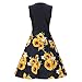 Aibwet Women's Fit and Flare Floral Print Sleeveless Summer Beach A-Line Party Evening Cocktail Swing Dress