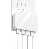 Flat USB Wall Charger, 4 USB-A Ports, Foldable Plug for Home &amp; Travel | Slim &amp; Compact Design for Travel, Ultra-slim body fits behind sofas, 4 USB-A ports share 5V/4A, Thin Phone Charging Block