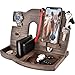 Wood Cell Phone Stand Smartwatch Wallet Holder. Man Cave Decor Multiple Gadget Dock Mobile Accessory Organizer. Nightstand Charging Docking Station Dad Wooden Desk Storage. Bed Side Dresser Valet Tray