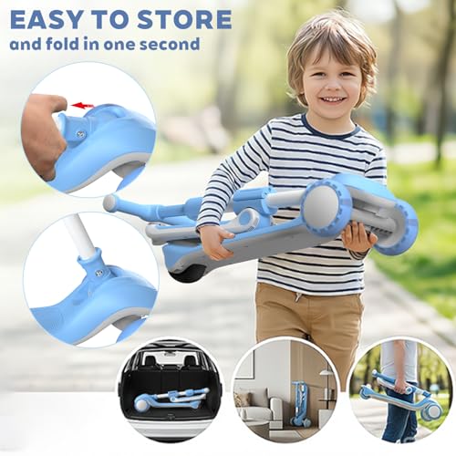 Kids Scooter for Age 3-12, Toddler Scooter, Light Up 3-Wheels Scooter, Shock Absorption Design, Lean to Steer, Balance Training Scooter for Kids
