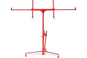 GarveeTech Drywall Lift, 11 ft Sheetrock Lift Drywall Lift, 150 LBS Capacity Drywall Lift Panel Hoist with 360° Adjustable Telescopic Arm & 3 Lockable Wheels, Red