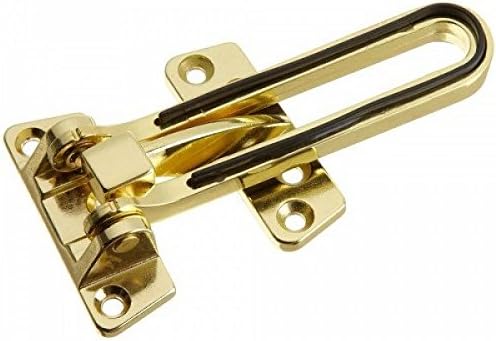 Nuk3y Swing Bar Door Guard with Rubber Bumper Protection, Polished Brass