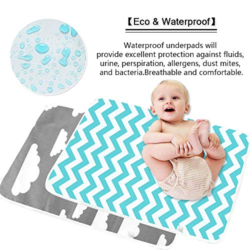 Baby Diaper Changing Pad, Maveek 2 Pack Waterproof Change Mats Infants Portable Diaper Changer Mat for Home,Travel and Outside Idefair(Grey&Green)