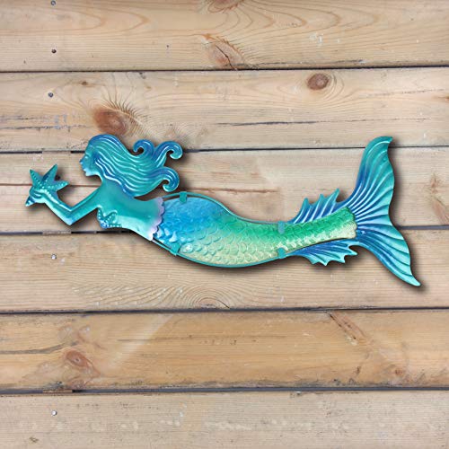 HONGLAND Metal Mermaid Wall Decor 24 inch Indoor Art Sculpture Outdoor