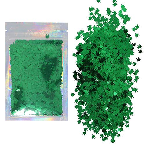image for Electric Bliss Beauty 10 Grams - Green Weed Leaf Holographic Cosmetic 