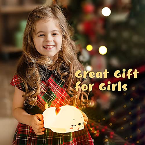 Cute Cat Night Light for Kids,Kawaii Kitty Silicone LED Night Light,USB Rechargeable Portable Night Light 7-Color Changing,Nightlight with Touch Control,Light Up Kids Bedroom for Girls,Cat lover Gifts