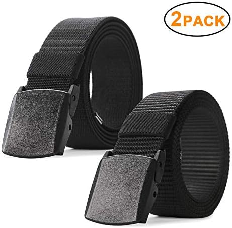 WEONEDREAMMen's Nylon Plastic Buckle Canvas Breathable Casual No Metal Buckle Belt