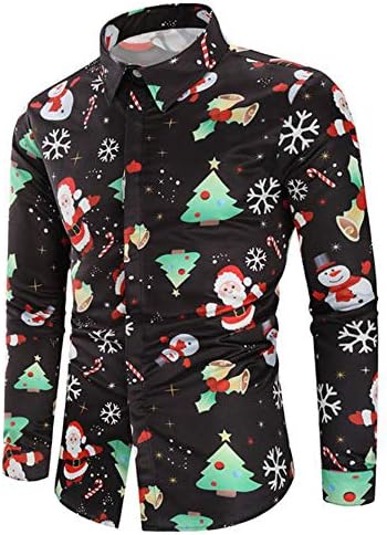 Men's Christmas Shirts,Iuhan Men Casual Snowflakes Santa Christmas Shirt Top Blouse