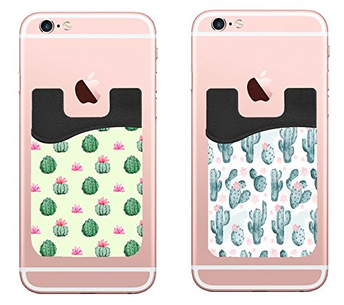 Cardly (Two) cell phone stick on wallet card holder phone pocket for iPhone, Android and all smartphones. (cactus)