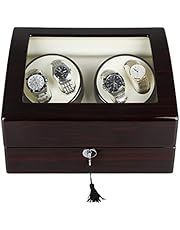 Excelvan Uhrenbeweger für 4 Uhren Uhrenvitrine Uhrenbox Rectangle Mute Automatische Uhrenbeweger Watch Winder mit Lock (4+6)