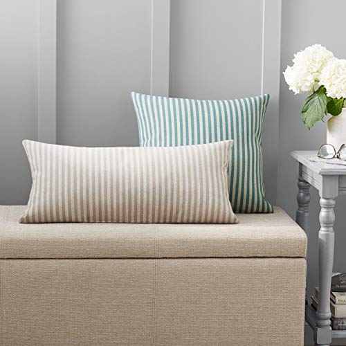 Amazon Brand – Ravenna Home Casual Striped Throw Pillow - 17 x 17 Inch, Teal