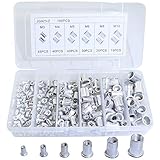 Boeray 190PCS M3 M4 M5 M6 M8 M10 Aluminum Alloy Flat Head Rivet Nut, Insert Cap Rivet Nut, Alumium Rivnut