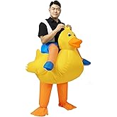 OrionVista Inflatable Duck Costume Yellow Animal Ride on Duck Costume Adult Blow Up Halloween Costume for Men Women Party Cosplay, Large