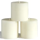 CANDWAX 3x3 Pillar Candles Set of 3 - Rustic Unscented No Drip Ivory Candles for Home Decor, Weddings, Centerpieces