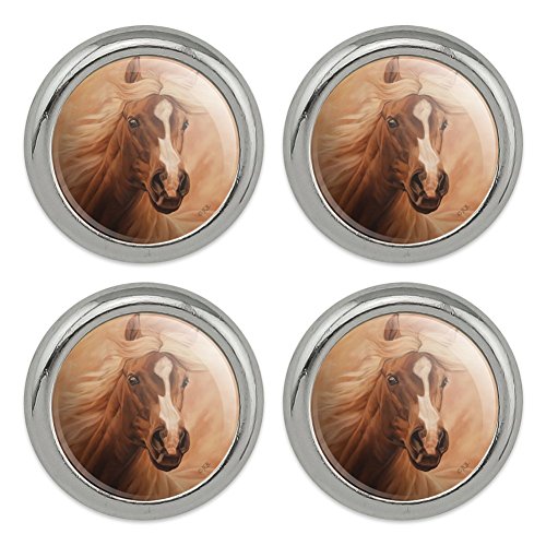 Horse Portrait Peach Metal Craft Sewing Novelty Buttons - Set of 4