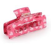 Ahoney Hot Pink Hair Clips for Girls Valentines Claw Clips for Women 4" Arcylic Heart Cute Hair Accessories Valentines Day Gifts Party Anniversary