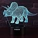sunduck Dinosaur Toys 3D Night Light with Remote & Smart Touch 7 Colors + 16 Colors Changing Dimmable TRex Toys 1 2 3 4 5 6 7 8 Year Old Boy or Girl Gifts (Brown)