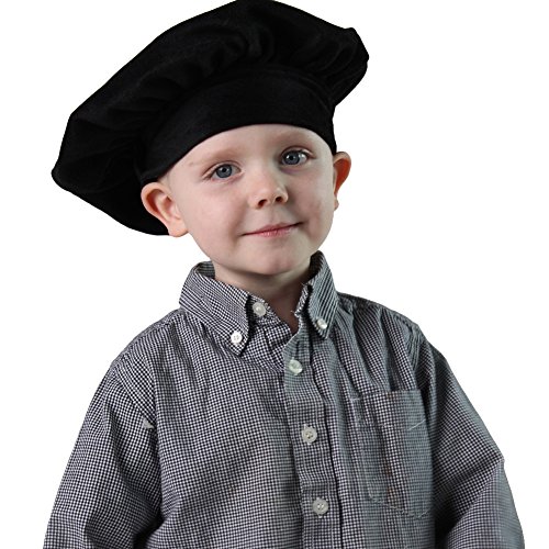 Kids Renaissance Beret Peasant Style Hat, (Child SM (4-7 years), Black) - Thumbnail 2