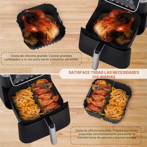 Silicone Mould for Air Fryer, Airfryer Accessory 3 Pieces, Reusable Silicone Base 22×23 cm, for COSORI Turboblaze 6L/5.5L/6.2L/6.4L, PHILIPS NA230/00 6.2L, NINJA AF180EU