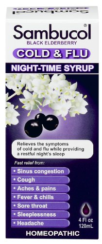Sambucol Night Time Cold and Flu Syrup, Elderberry, 4 Ounce Sambucol Night Time Cold and Flu Syrup, Elderberry, 4 Ounce