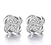 Womens 925 Sterling Silver Swarovski Crystal Eternal Heart Ear Stud Earrings New